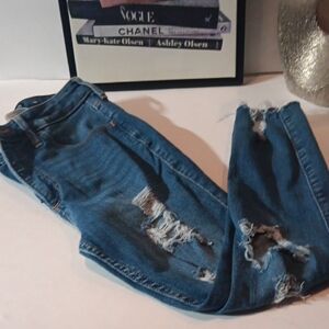 Hollister Blue Boyfriend Jeans with Distressed Details